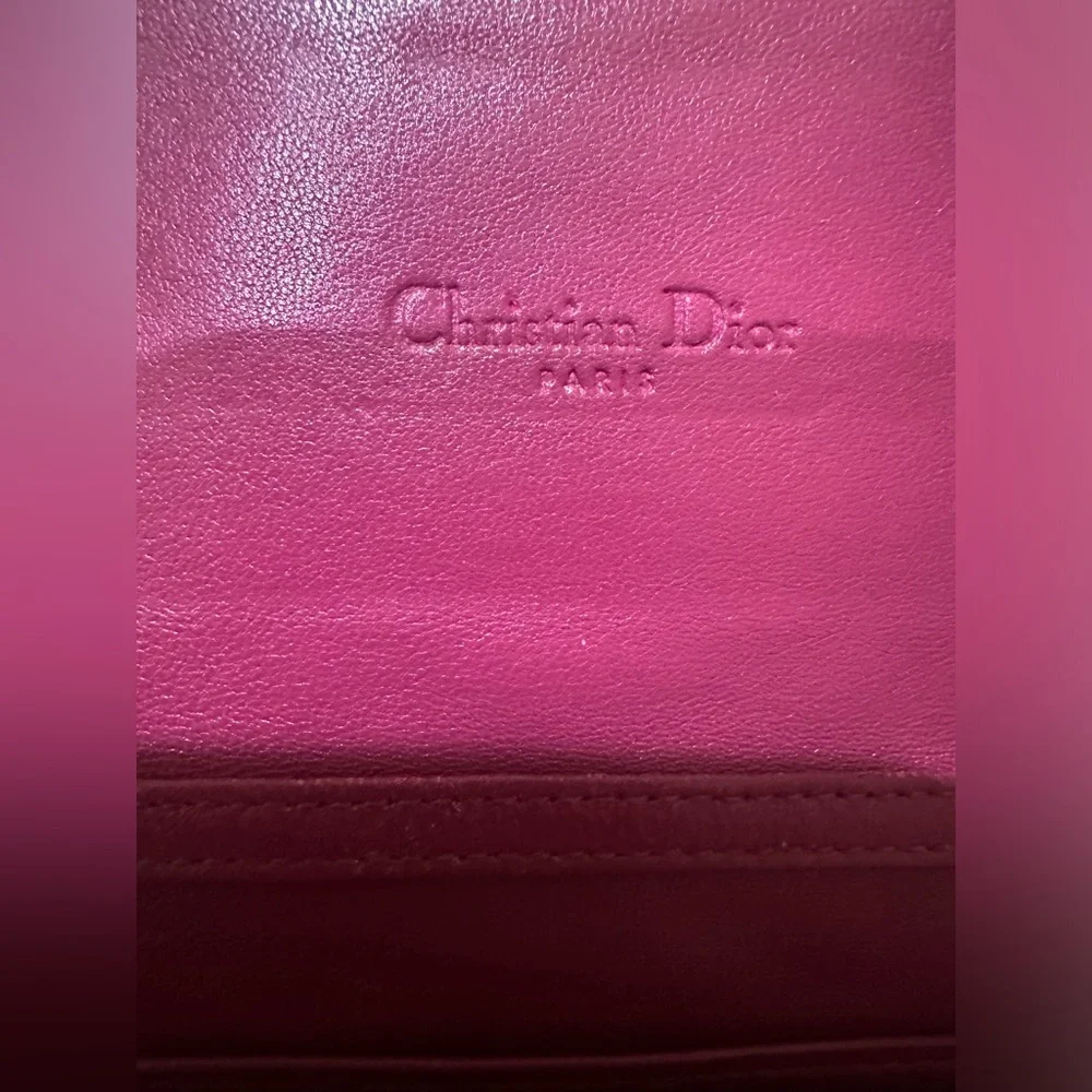Christian Dior Berry Cannage Wallet On a Chain